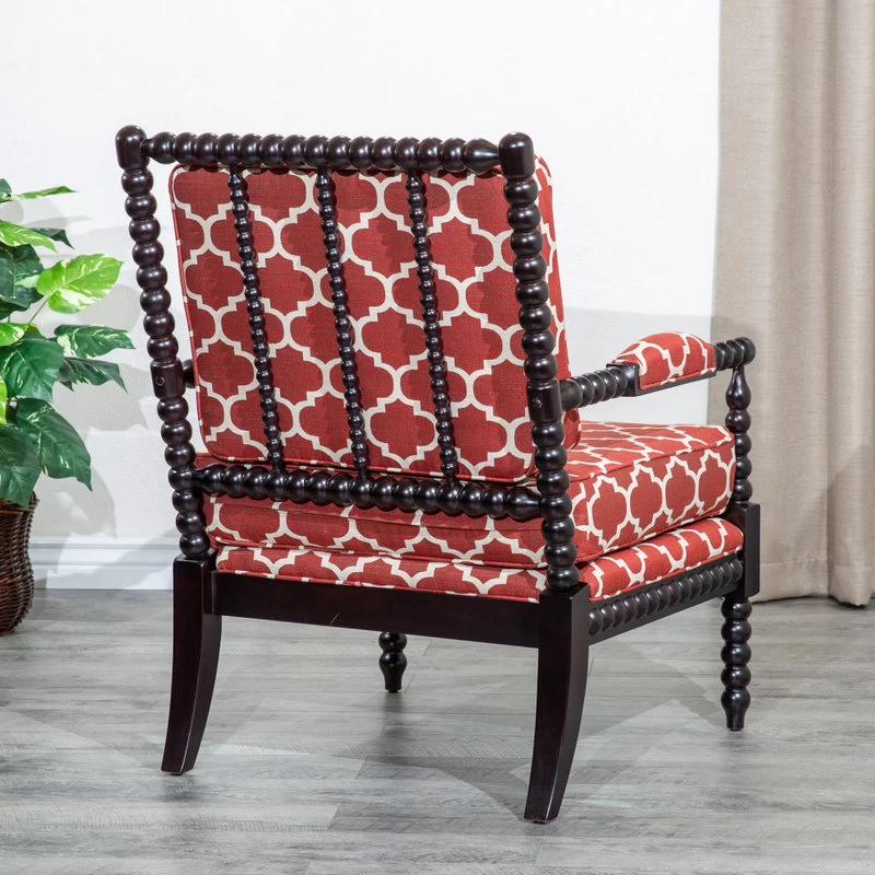 DTY Indoor Living Silverthorne Spindle Chair, Espresso/Red Moroccan Tile - Image 4