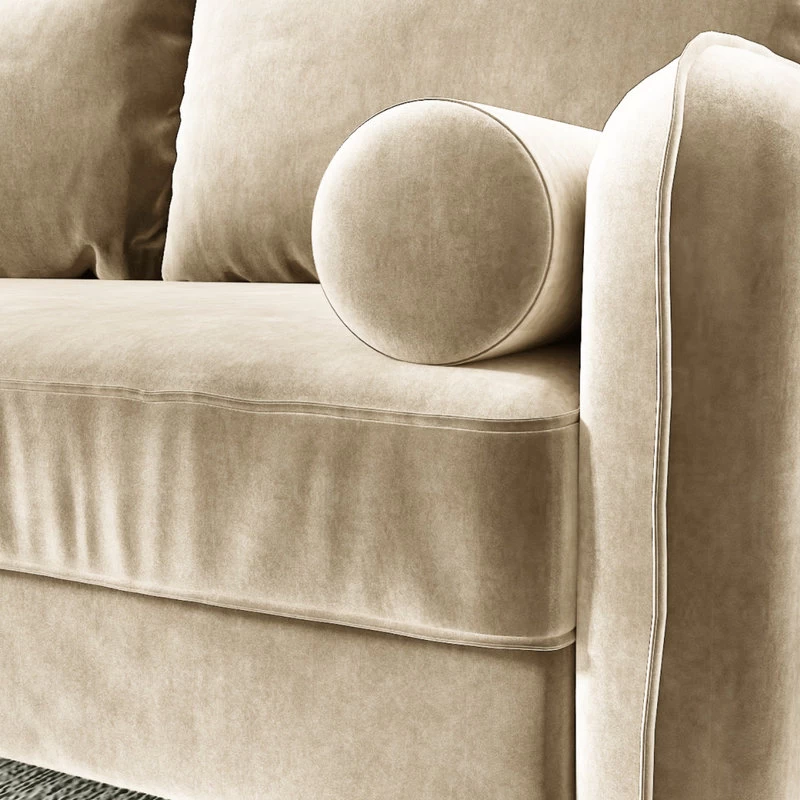 The Audrey I Velvet Round Arm Sofa, Ivory White - Image 5