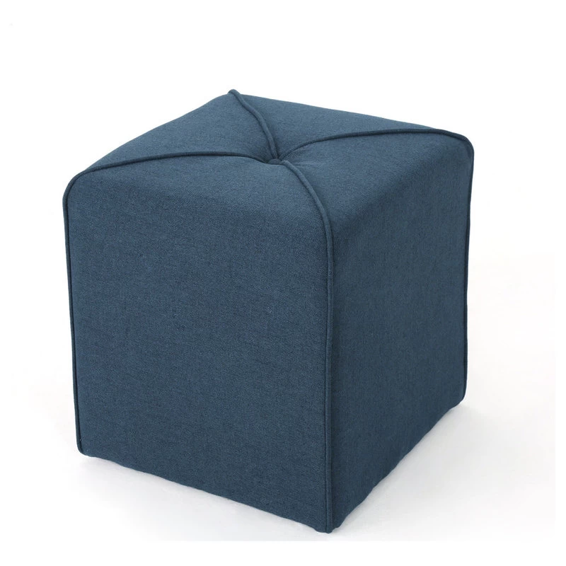 GDF Studio Tammy Fabric Square Ottoman, Navy Blue