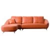 Modern Lucy Orange Italian Leather Sectional Sofa - Left Chaise
