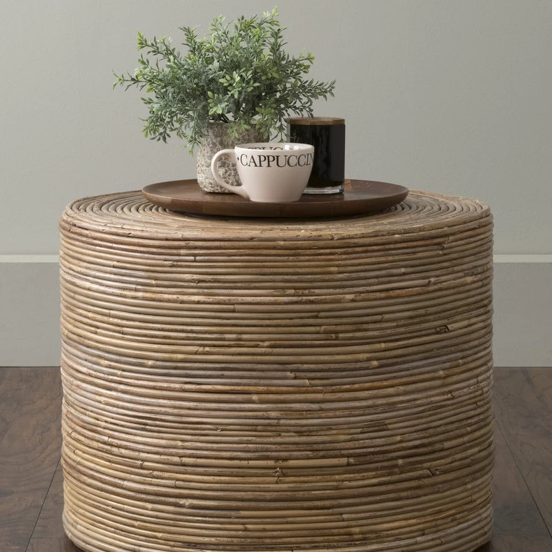 Cameron Brown Rattan Stool - Image 2