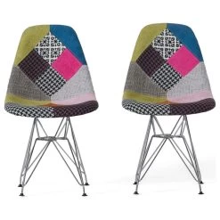 GDF Studio Cassius Multi-Color Patchwork Fabric Chairs, Set Of 2