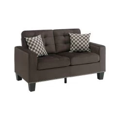 Lexicon Lantana Tufted Microfiber Loveseat In Chocolate