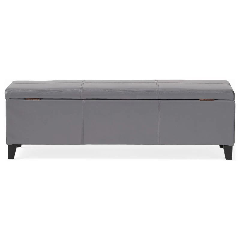 GDF Studio Skyler Beige Fabric Storage Ottoman Bench, Gray - Image 6