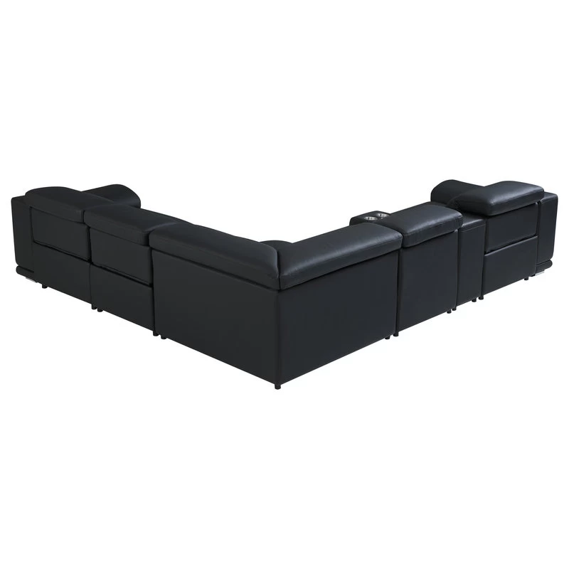 Frederico Genuine Italian Leather 6-Piece 1 Console 3-Power Reclining Sectional, Black - Image 2
