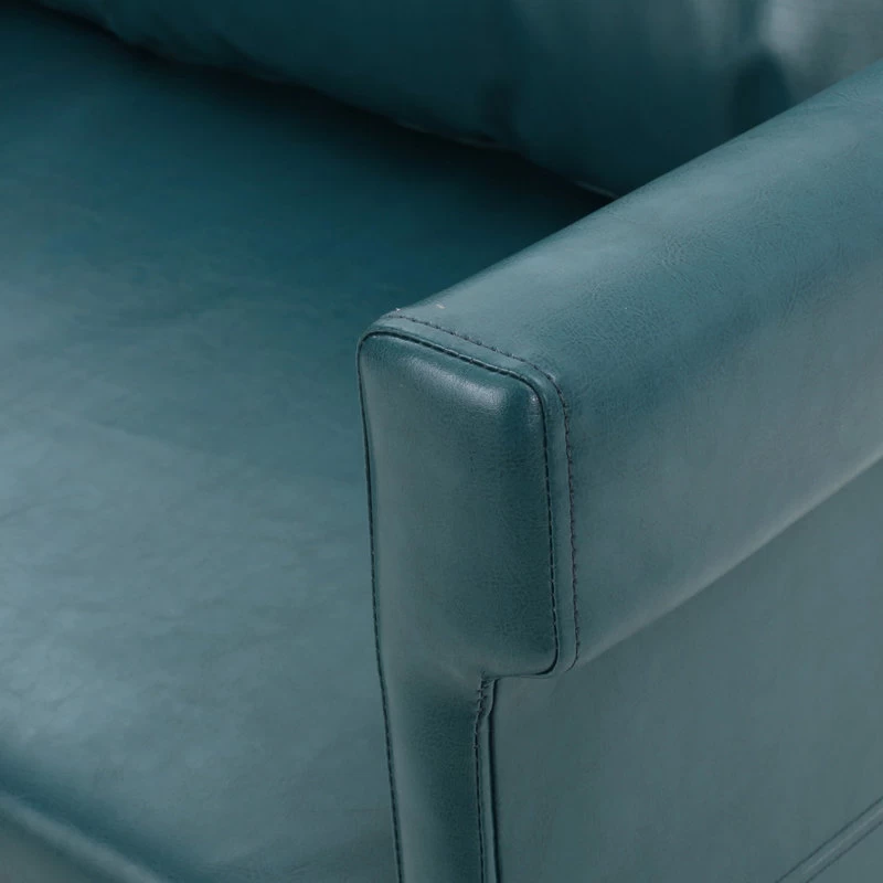 GDF Studio Harbison Leather Loveseat Settee, Teal - Image 4