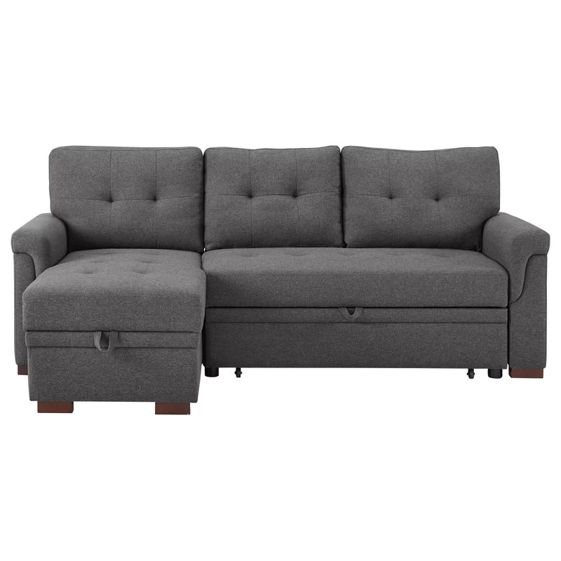 Lucca Linen Reversible Sleeper Sectional Sofa, Steel Gray - Image 11