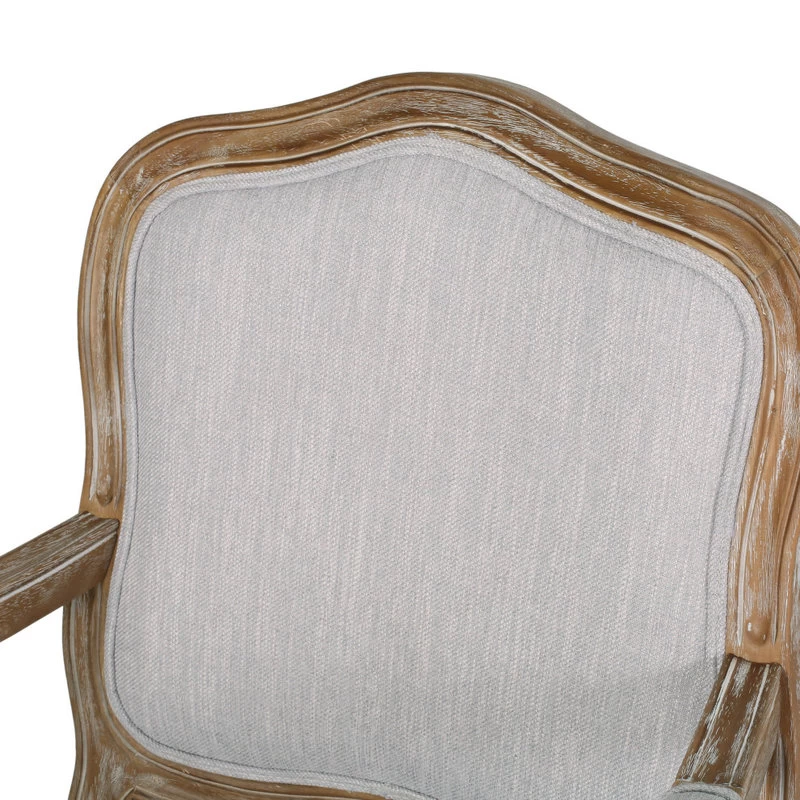 Stene French Country Upholstered Dining Armchair, Light Grey + Natural, Set Of 2 - Image 7