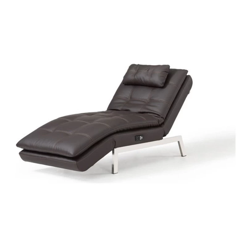 Relax-A-Lounger Titan Convertible Chaise Lounge In Brown Faux Leather - Image 2