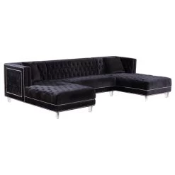 Moda Velvet 3-Piece Sectional, Black