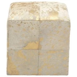 Contemporary Gold Leather Stool 95947