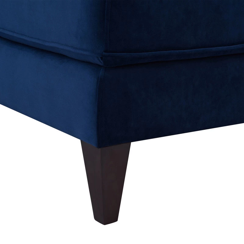 Alexandra 132" Chesterfield Tufted Sectional, Right Facing, Navy Blue - Image 12