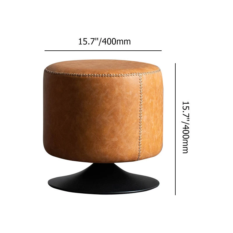 Swivel Ottoman Rotating Round Footrest 16" Upholstered PU Brown - Image 7
