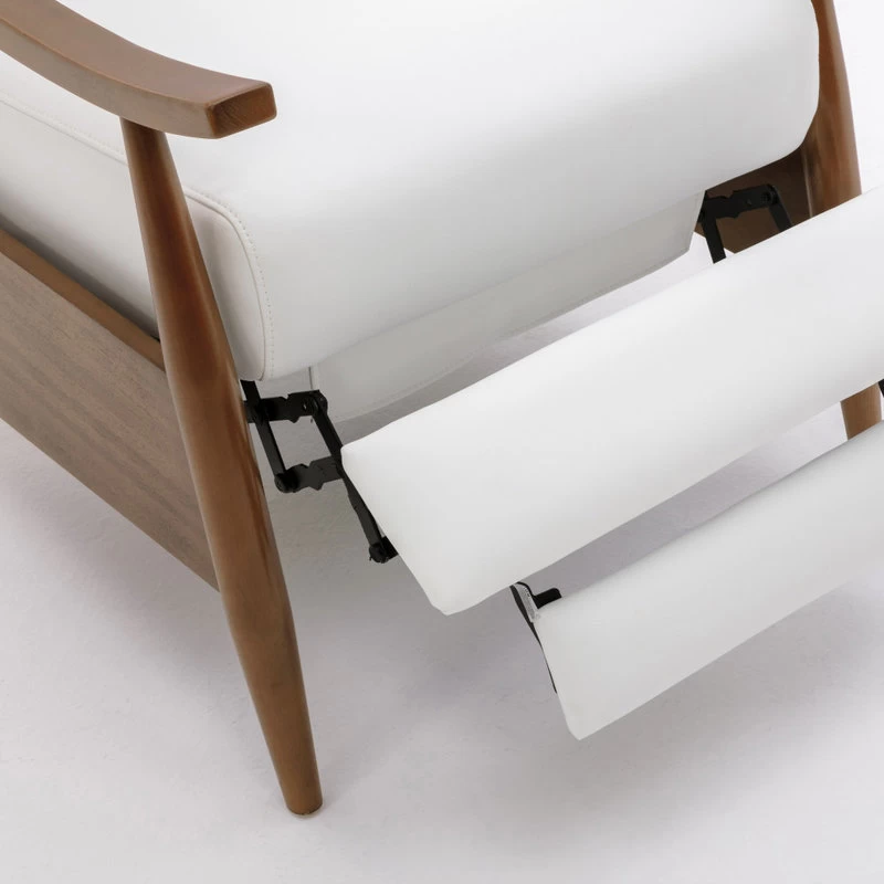 Solaris Wood Arm Push Back Recliner, Milky White - Image 9