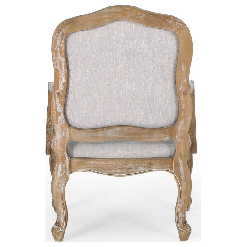 Stene French Country Upholstered Dining Armchair, Light Grey + Natural, Set Of 2 - Image 9