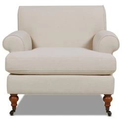 Alana Lawson Accent Arm Chair Metal Casters, Sky Neutral Beige