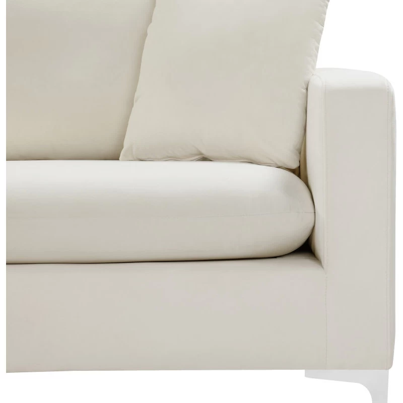 Naomi Velvet Sofa, Gold And Chrome Leg Set, Cream - Image 5