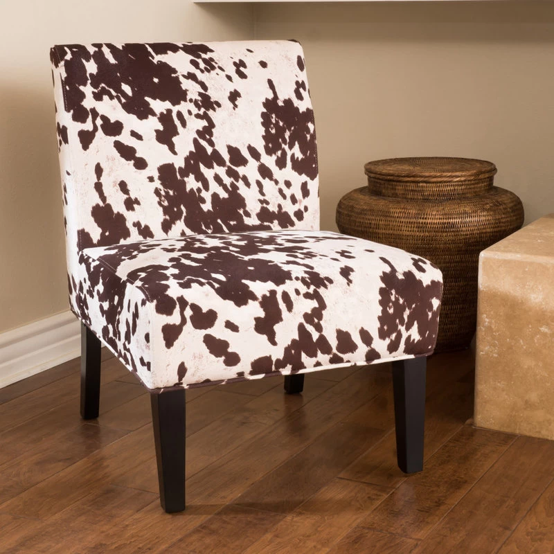 GDF Studio Kalee Contemporary Accent Chair, Cow Print, Matte Black, Fabric - Image 2