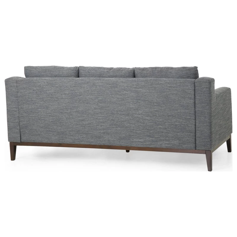Noxon Fabric 3 Seater Sofa With Accent Pillows, Charcoal + Dark Walnut - Image 10