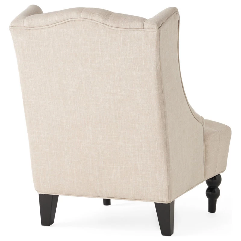 GDF Studio Clarice Tall Wingback Tufted Fabric Accent Chair, Light Beige - Image 4