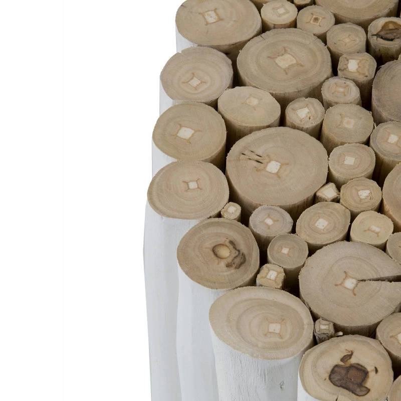 East At Main's Stanley White Round Teakwood Stool - Image 3