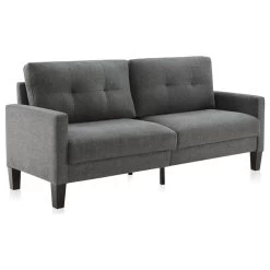 Modern Upholstered Fabric Sofa/Loveseat, Dark Gray