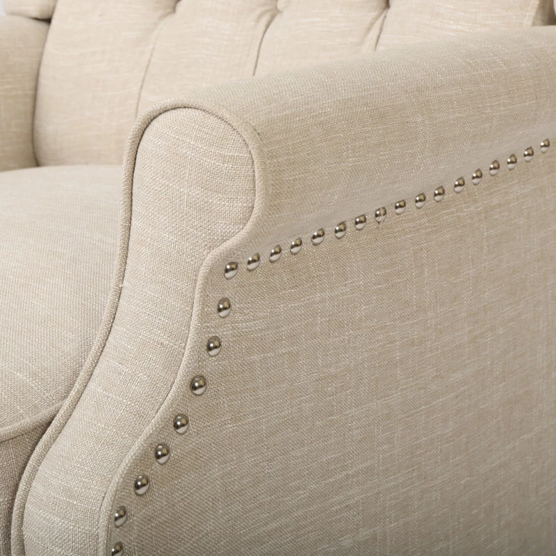 Xanthe Tufted Fabric Recliner, Set Of 2, Beige And Dark Brown - Image 7