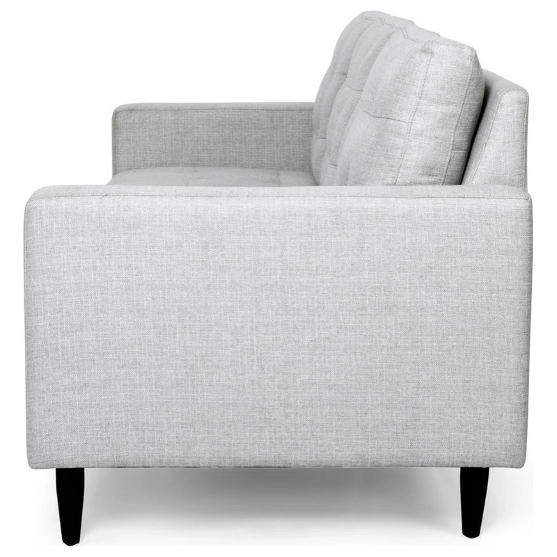 Darcy Contemporary Tufted Fabric 3 Seater Sofa, Light Gray/Dark Brown - Image 3