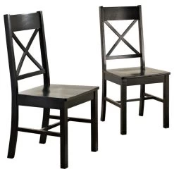 Walker Edison Wood Dining Chairs, Set Of 2 - Black