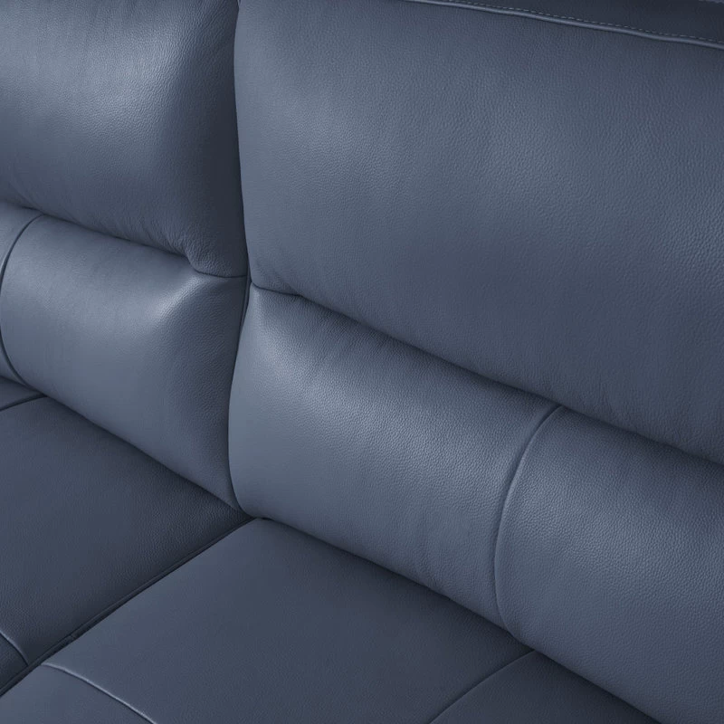 Candace Top Grain Leather Loveseat, Blue - Image 3