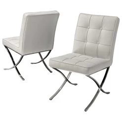 GDF Studio Pandora Modern Button Tufted Bonded Leather Dining Chairs, Set Of 2