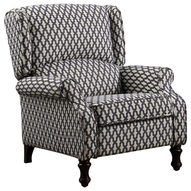 Evonna Puch Back Wingback Recliner, Navy, White - Image 3