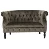 GDF Studio Melaina Tufted Scroll Arm New Velvet Loveseat, Gray