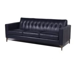 Maklaine Leather Sofa In Navy