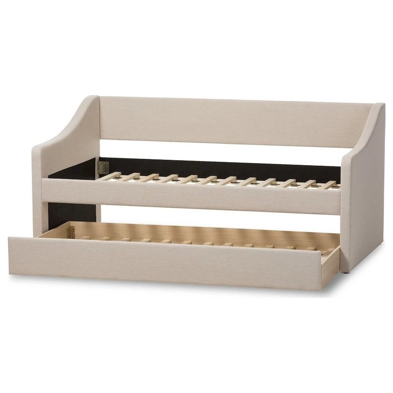 Baxton Studio Barnstorm Modern And Contemporary Beige Fabric Upholstered Daybed - Image 5