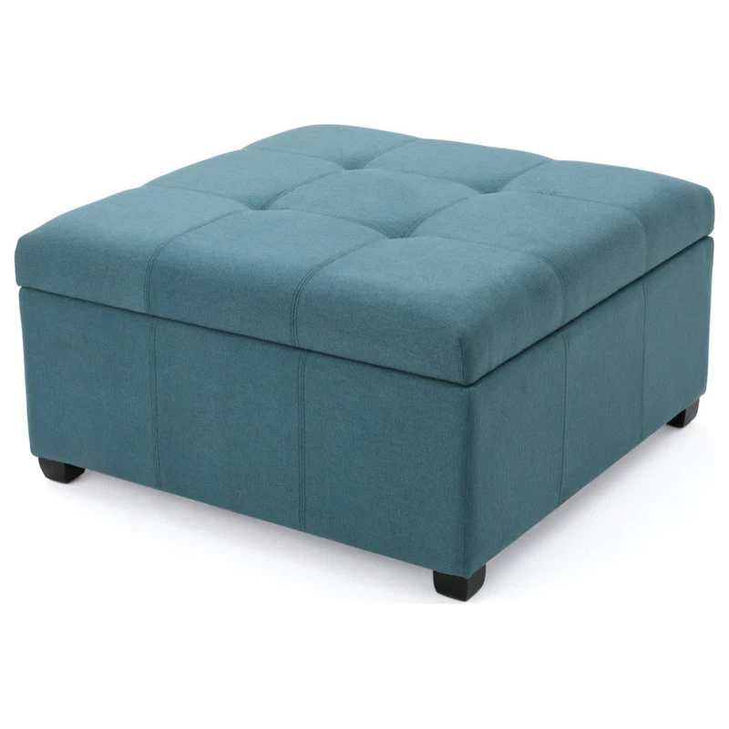 GDF Studio Carlyle Fabric Storage Ottoman, Dark Teal Fabric