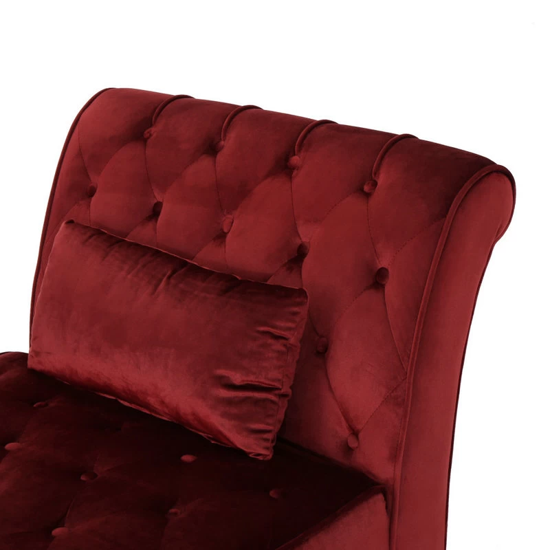 GDF Studio Rafaela Tufted New Velvet Chaise Lounge, Garnet - Image 9
