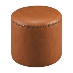 Andrea Upholstered Ottoman With Nailhead Trim, Brown