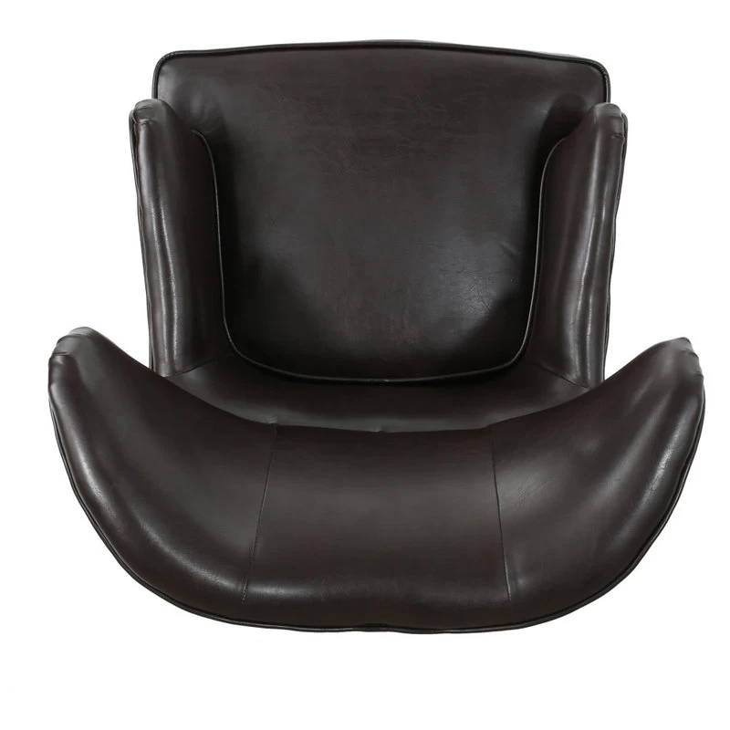 GDF Studio Romford Bonded Leather Wingback Club Chair, Brown - Image 8