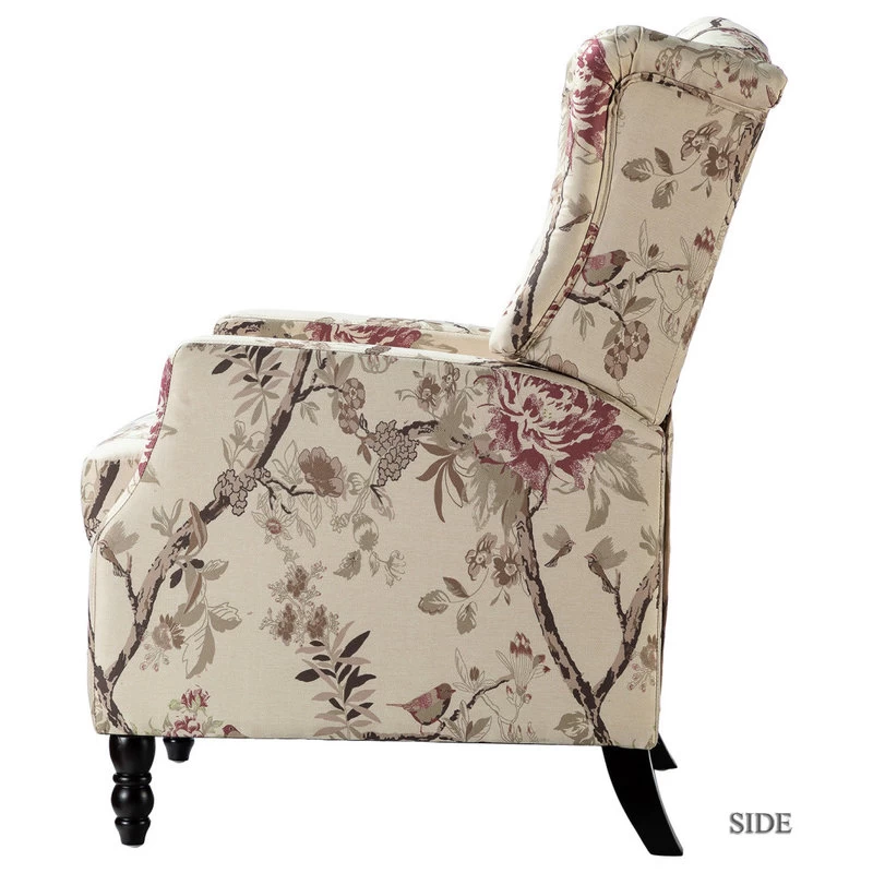 Upholstered Manual Recliner With Wingback,Set Of 2, Bird - Image 3