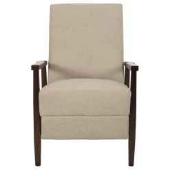 Coulee Fabric Upholstered Pushback Recliner, Sand And Chocolate