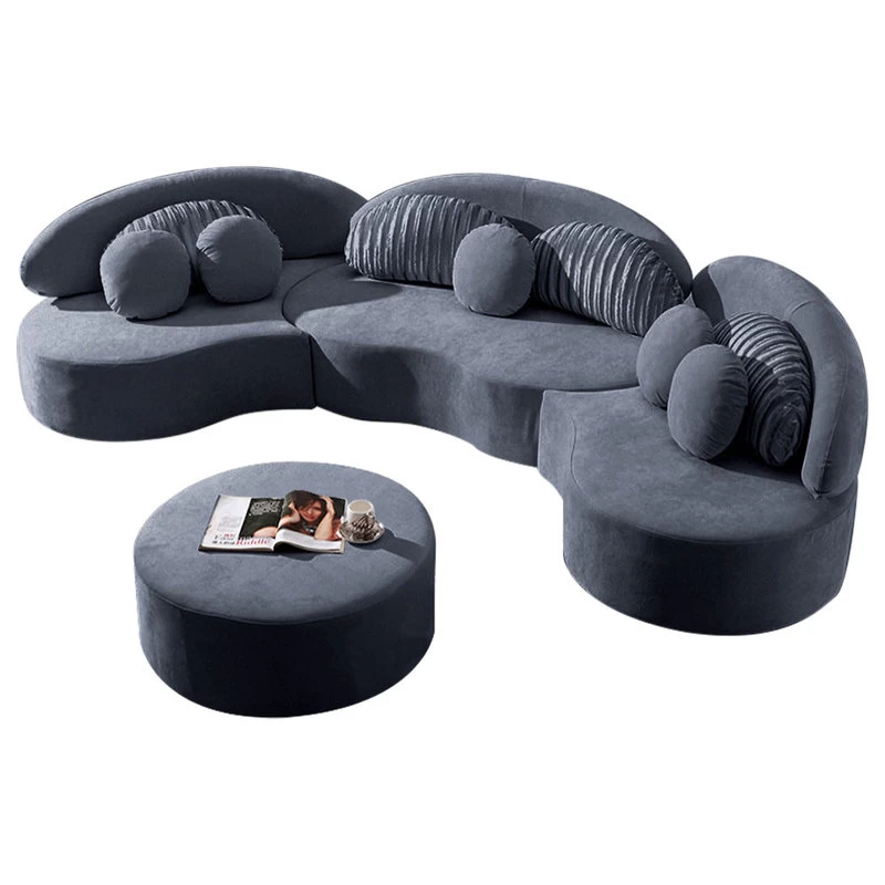 Modern 7-Seat Modular Sofa Velvet Upholstered Modular Sofa With Ottoman & Pillow