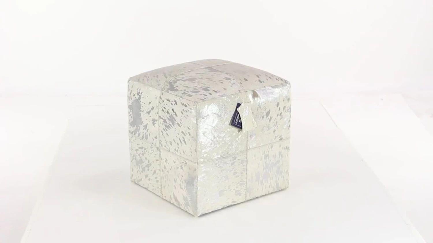 Contemporary White Leather Stool 95945 - Image 2