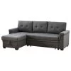 Hunter Linen Reversible Sleeper Sectional Sofa With Storage Chaise, Dark Gray