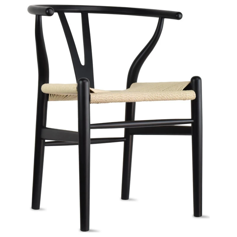 Modern Dining Chairs Wood Armchairs, Set Of 2, Black - Image 5