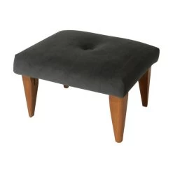 Tufted Suede Footstool, Navy