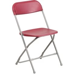 Gray Folding Chair, Red