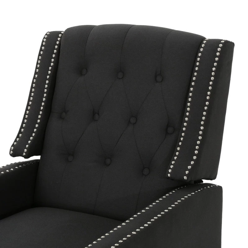 GDF Studio Ingrid Tufted Back Fabric Recliner Chair, Dark Charcoal - Image 8