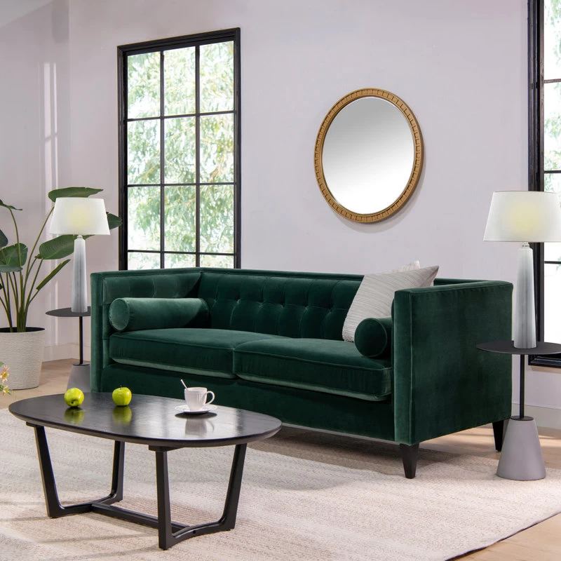 Jack 84" Modern Tuxedo Tufted Sofa, Hunter Green - Image 8