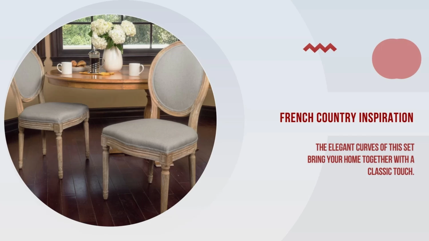 GDF Studio Phinnaeus French Country Fabric Dining Chairs (Set Of 2), Griege/Natural - Image 2